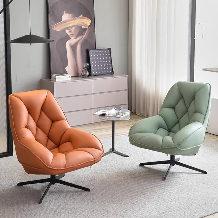 Amazon｜フェイクレザースイベルソファ椅子、リビングルーム